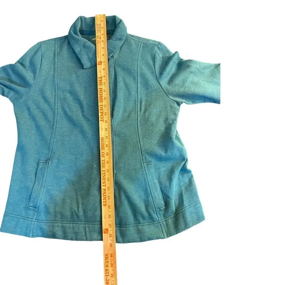 Eddie Bauer Women's Sz LG Teal Outdoor Fleece Lined Snap Button Front Jacket